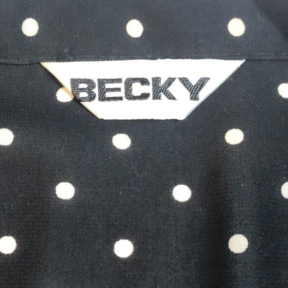 Vtg Polka Dot Blouse Black Puff Sleeve Romantic Retro Rockabilly Pinup Academia - Picture 7 of 7